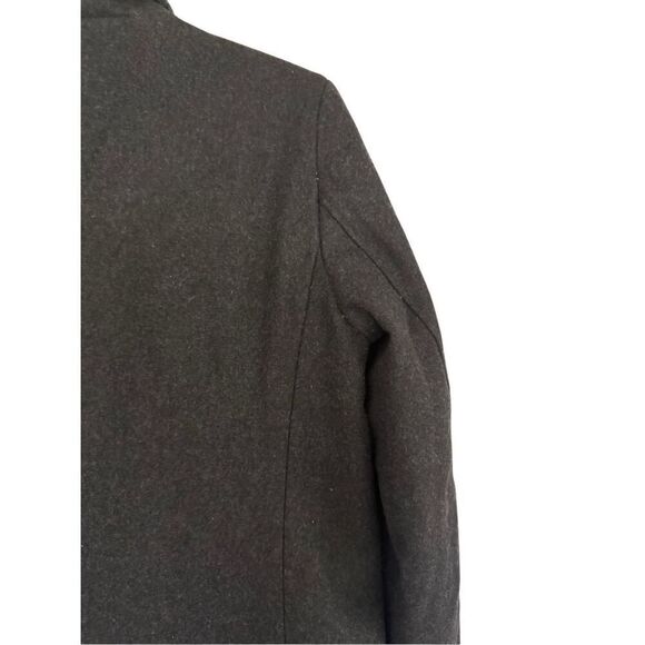 Zara Mens Charcoal Gray Wool Blend Zip Button High Neck Trench Coat Size Medium - Picture 14 of 16